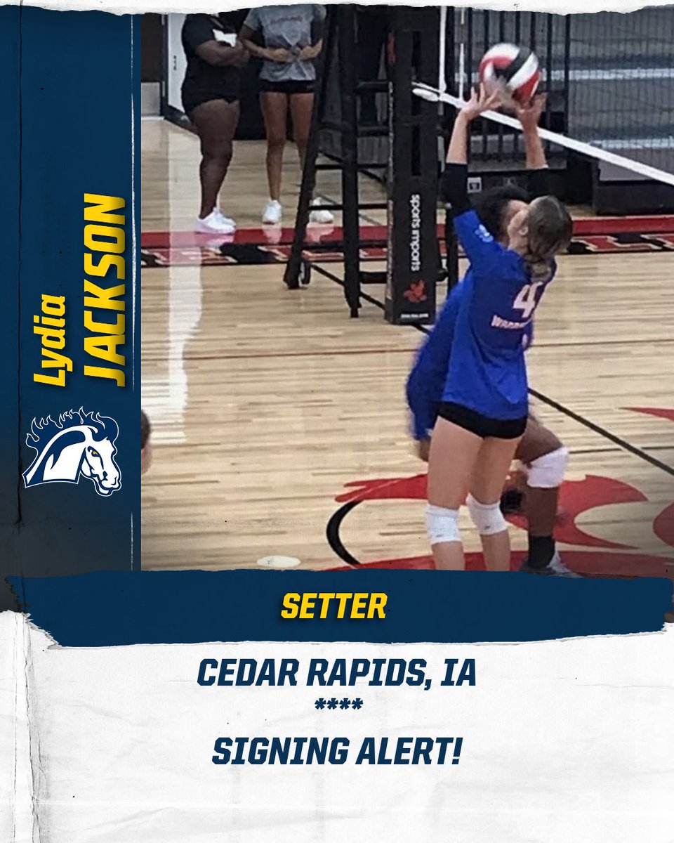 MMU_Volleyball's tweet photo. We welcome Lydia Jackson to the Mustangs volleyball program. Lydia is a setter from Cedar Rapids. https://t.co/yvskvmRyXv