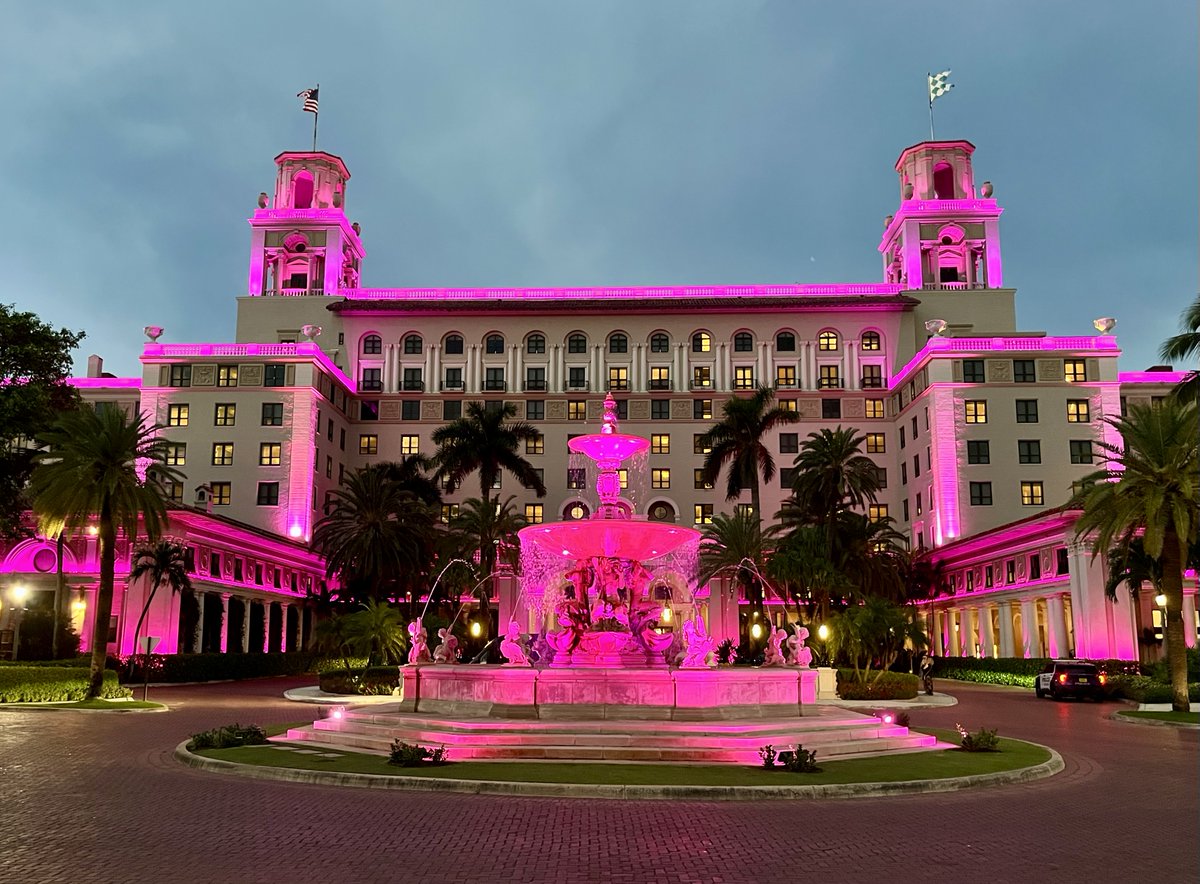 TheBreakers's tweet photo. Tonight, we are honored to light our historic Florentine Fountain pink in support of breast cancer awareness. We teamed up with @CityFurniture and their #PinkPumpkins Initiative, alongside hundreds of other businesses across South Florida. https://t.co/j8EHChj00W
