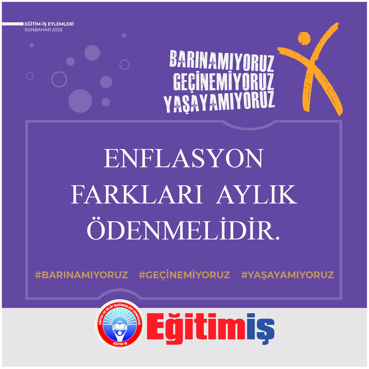 Enflasyon Farkları Aylık Ödenmelidir
#BarınamıyoruzGecinemiyoruzYasayamıyoruz