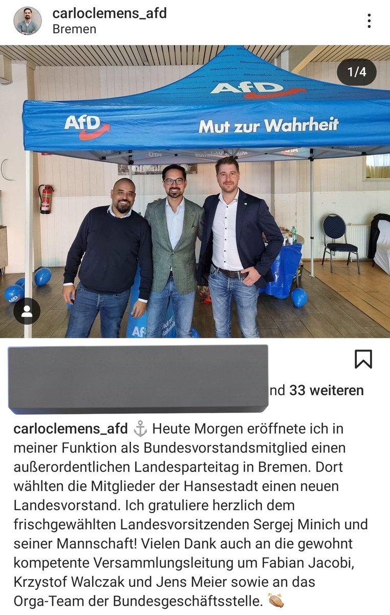 w_teupher's tweet photo. Im Frühjahr eskalierte der Streit, um die Frage, welcher Landesvorstand der AfD in #Bremen der rechtmäßige sei, so sehr, dass am Ende die #AfD gar nicht auf dem Wahlzettel stand.
Nun hat ein außerordentlicher Parteitag Sergej #Minich zum gewählt. https://t.co/iy1hPpMZIx
