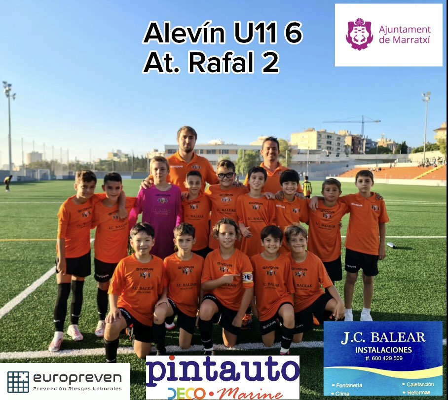 Alevín u11 consiguió una contundente victoria vs At. Rafal por 6-2. Buen partido de los chicos!! @pintauto_mallorca @europreven @ajmarratxi
