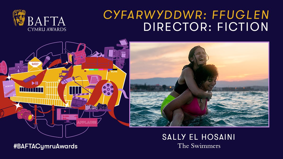 Y wobr am y categori Cyfarwyddwr: Ffuglen yn mynd i Sally El Hosaini am The Swimmers 🏆🎬 Sally El Hosaini picks up the award in the Director: Fiction category for The Swimmers 🏆🎬 Llongyfarchiadau Sally! #BAFTACymruAwards