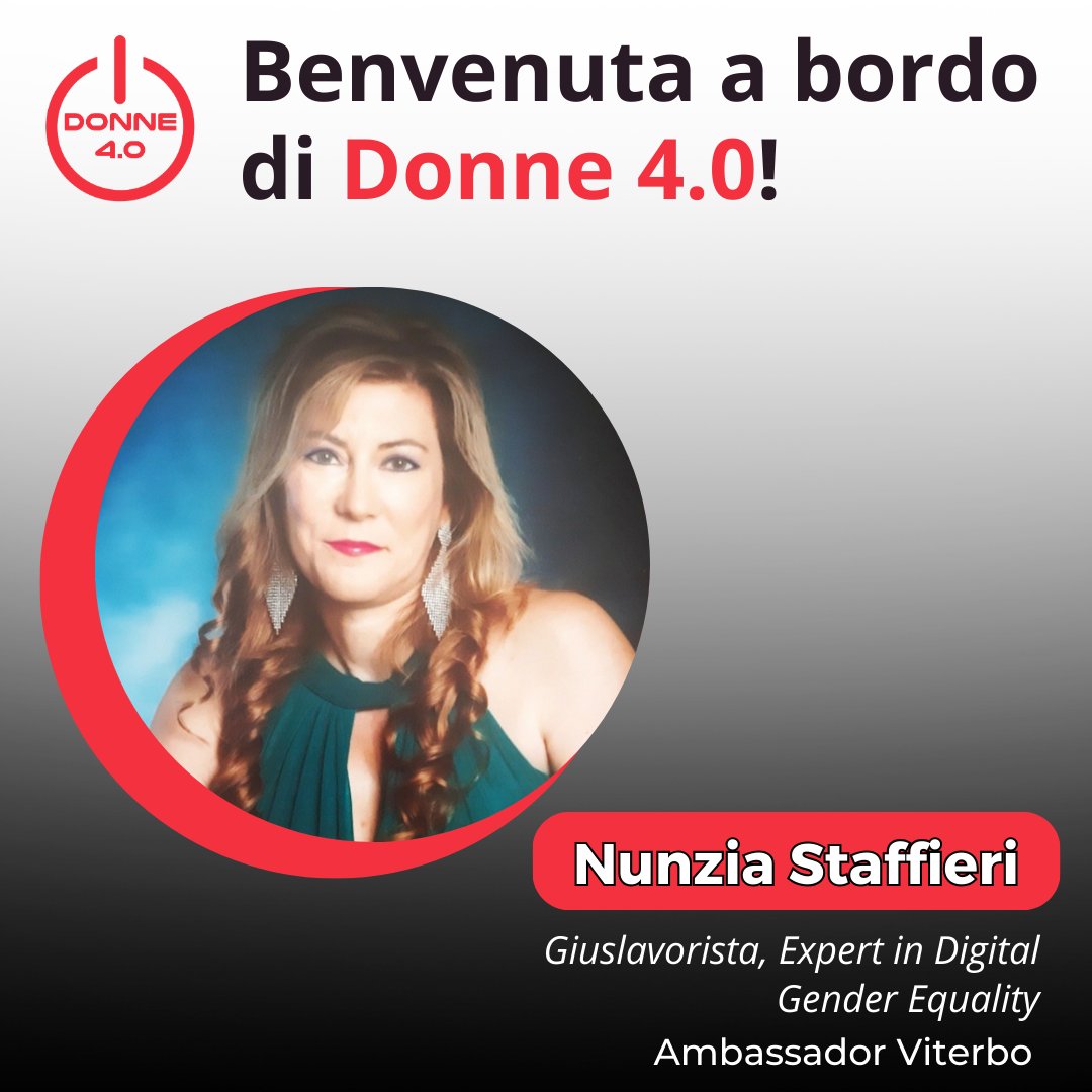 Donne 4.0 (@communitydonne4) on Twitter photo ๐ฉ Siamo felici di dare il benvenuto a ๐๐ฎ๐ง๐ณ๐ข๐ ๐๐ญ๐๐๐๐ข๐๐ซ๐ข, Giuslavorista, Expert in Digital Gender Equality, Diversity, Equity and Inclusion e della Certificazione della paritร di genere, nuova Ambassador Viterbo di Donne 4.0.
donne4.it/ambassadors/
#donne4 ๐ฉ Siamo felici di dare il benvenuto a ๐๐ฎ๐ง๐ณ๐ข๐ ๐๐ญ๐๐๐๐ข๐๐ซ๐ข, Giuslavorista, Expert in Digital Gender Equality, Diversity, Equity and Inclusion e della Certificazione della paritร di genere, nuova Ambassador Viterbo di Donne 4.0.
donne4.it/ambassadors/
#donne4