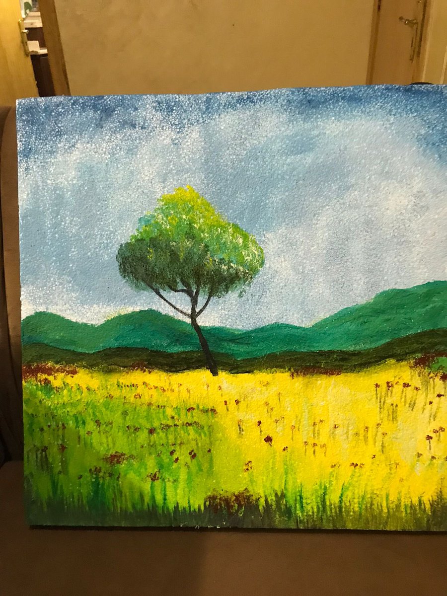 doc_fotoon's tweet photo. Painting landscape isn’t my thing but for " مشروع فنيه" it’s good enough. As long as my sister appreciates it https://t.co/OB9z6WhZUz