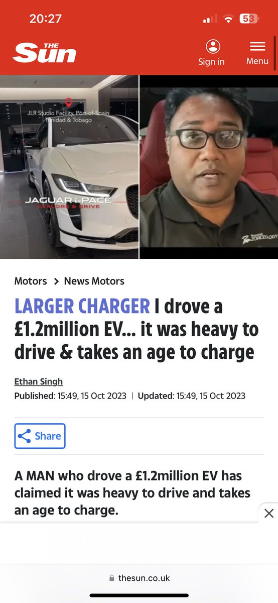 evmanuk's tweet image. A Jaguar iPace for £1.2m!

I knew I sold that Zoe for pennies! Could’ve got £250k I reckon!

@EthanSingh96 I’d expect at least 2/3 mins of research when reposting motoring news from TikTok! 👀

I’m still honestly surprised when I read these articles. I shouldn’t be, but I am! 🤦‍♂️