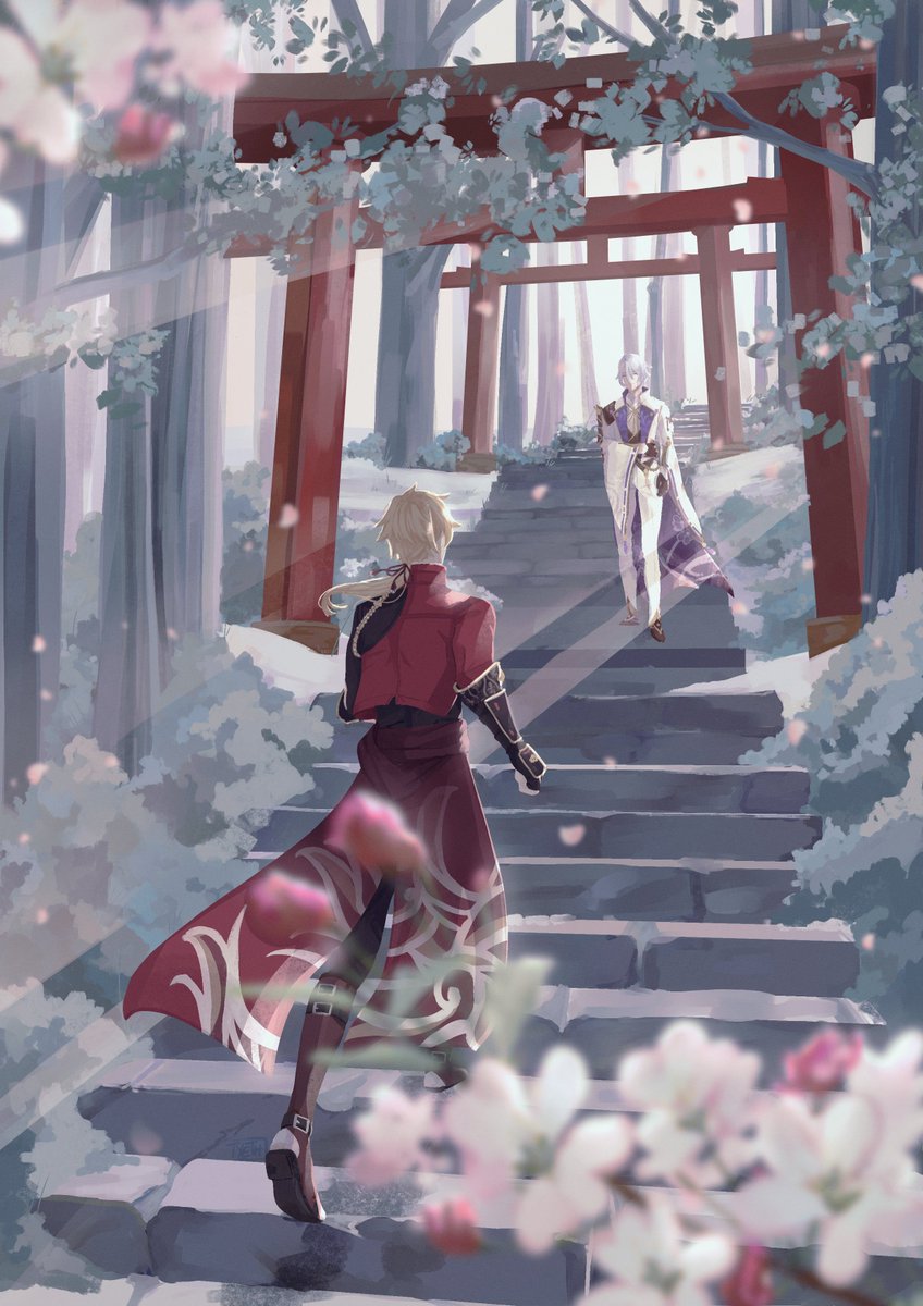 🌸He finally came home from battle …
#wakathoma #thomato #GenshinImpact