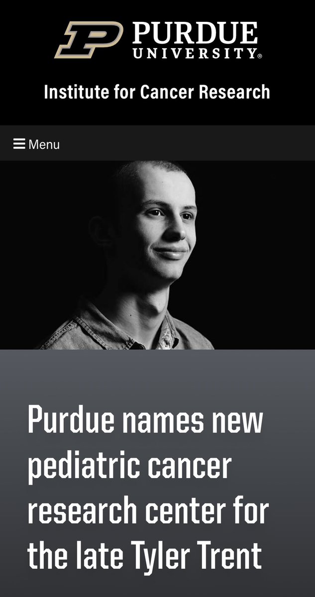 Tyler Trent Foundation (@thetylertrent) on Twitter photo One of Tyler’s passions, as many know, was pediatric cancer research, and to have his name attached to a center doing that work, in his honor, is absolutely priceless! <a href="/PUCancerInst/">Purdue Institute for Cancer Research</a> Thank you seems inadequate! Time to get busy!💪🏻🎗️ One of Tyler’s passions, as many know, was pediatric cancer research, and to have his name attached to a center doing that work, in his honor, is absolutely priceless! <a href="/PUCancerInst/">Purdue Institute for Cancer Research</a> Thank you seems inadequate! Time to get busy!💪🏻🎗️