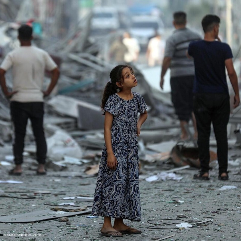 UNICEF's tweet photo. Unrelenting attacks have taken a devastating toll on Gaza's children, with a reported 2,360 fatalities and 5,364 injuries.

More than 30 Israeli children have reportedly lost their lives.

We urgently appeal for a ceasefire, humanitarian access, and the release of hostages.