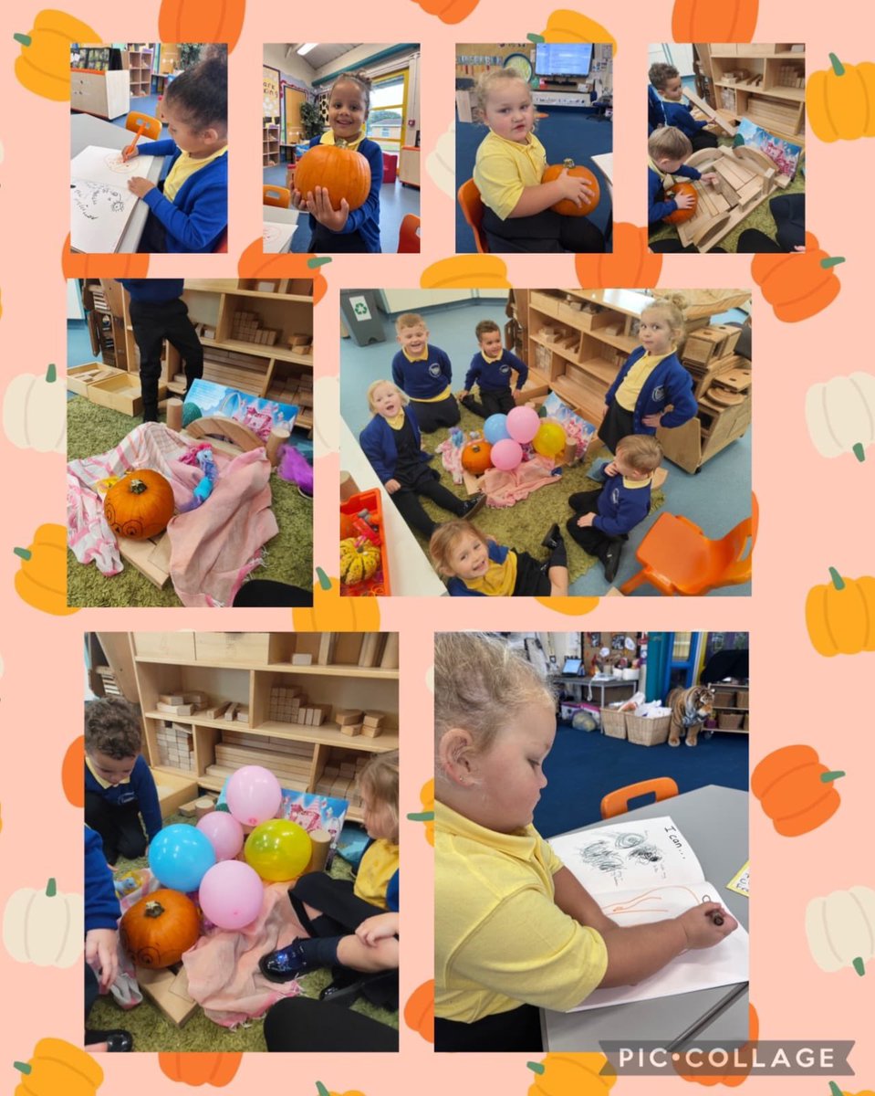 MrsMWells17's tweet photo. @MiltonPrimary17 
After the story of “Christopher Pumpkin” the children observed pumpkins before drawing in detail. 
The children worked collaboratively to build and decorate the castle from the story. 
#observationaldrawings. #nursery. https://t.co/pudy7m4Hb9