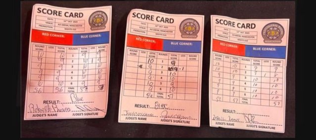 GM_02_'s tweet image. Turns out the judges card was added wrong! Now a unanimous win in favor of Tommy! #KSIvsTommy #DAZN #Boxing #Misfitsboxing