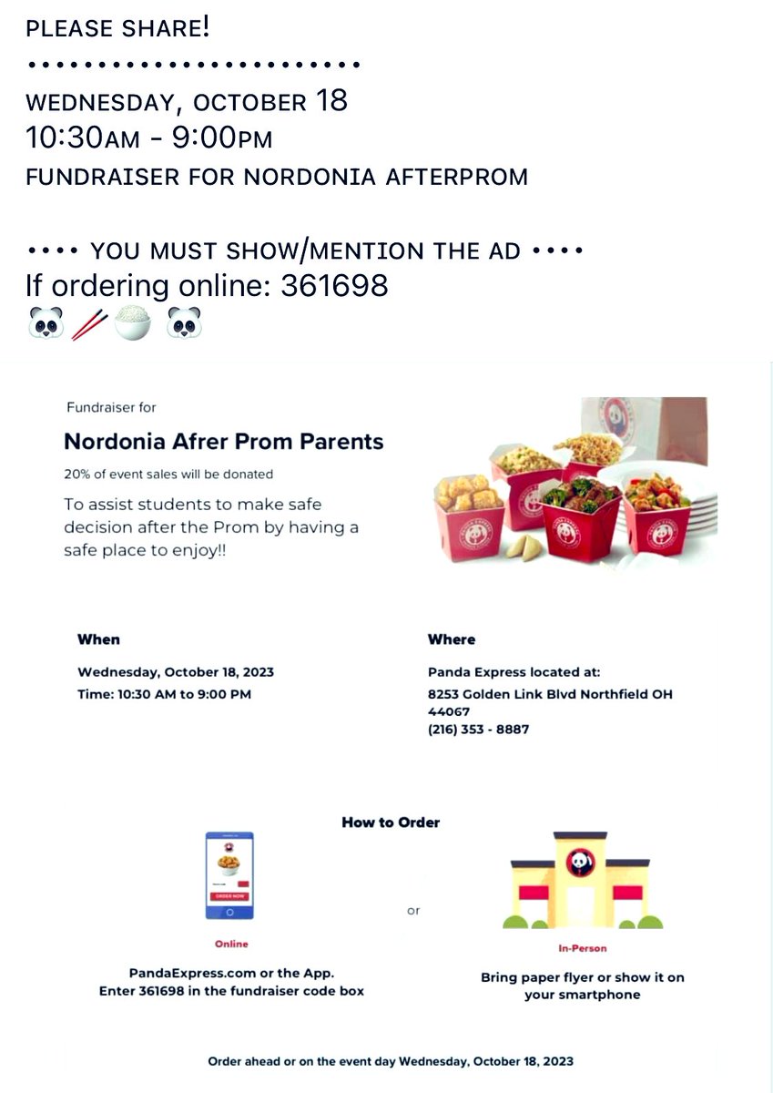 Nordonia AfterProm Fundraiser! 
⬇️⬇️⬇️⬇️