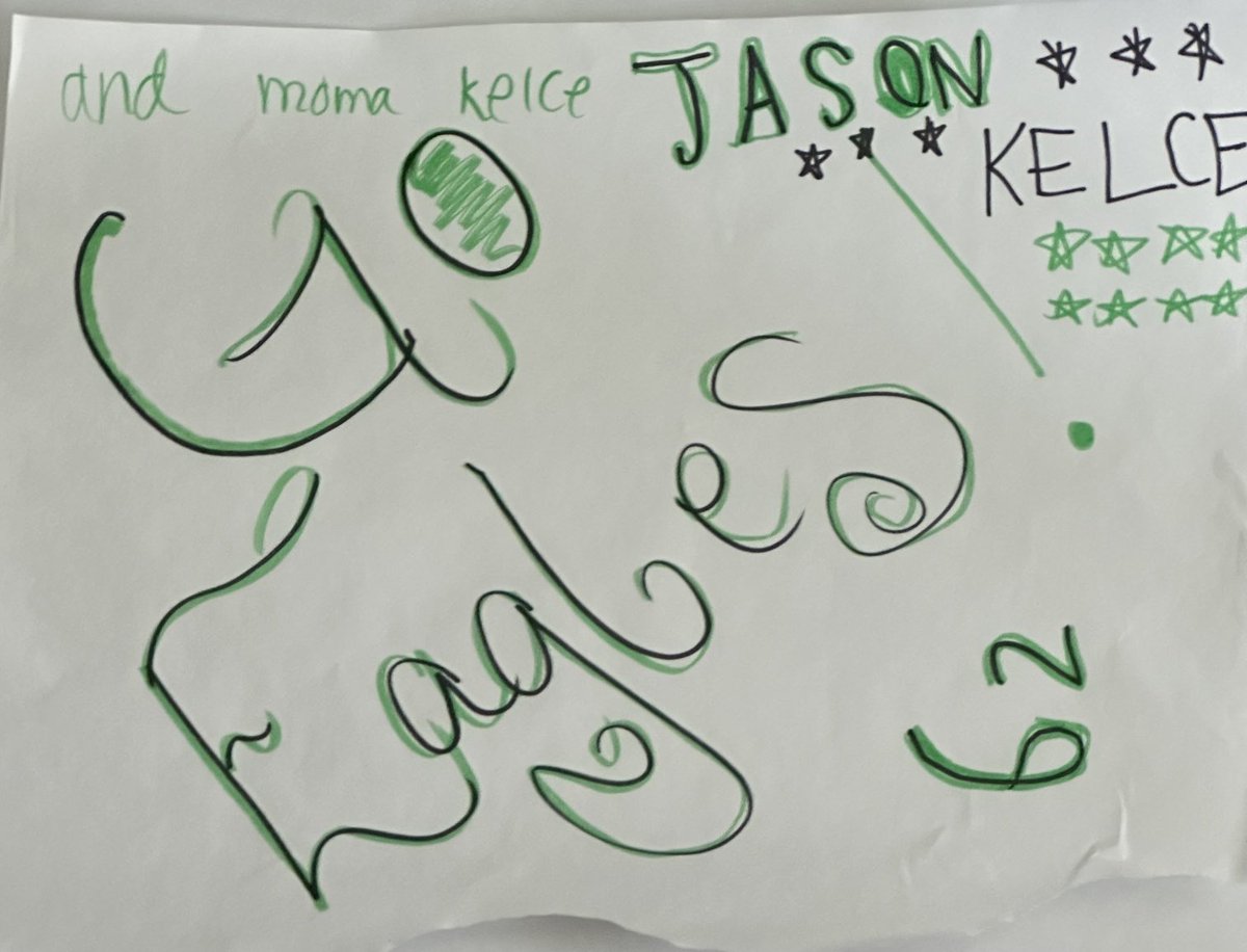 Gina Busolt (@ginab0423) on Twitter photo <a href="/JasonKelce/">Jason Kelce</a> Chiefs fans routing for you today!! And Momma Kielce, too. Made by an 8 year old super fan! <a href="/JasonKelce/">Jason Kelce</a> Chiefs fans routing for you today!! And Momma Kielce, too. Made by an 8 year old super fan!