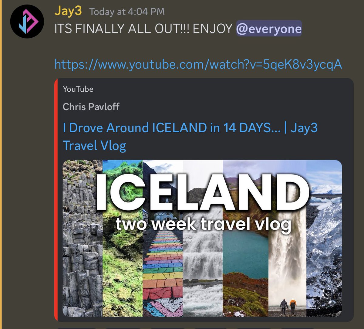 It’s finally out and thank you to <a href="/PMAJellies/">PMAJellies</a> for editing this long video!

ICELAND VLOG IS FULLY OUT!!!!

youtube.com/watch?v=5qeK8v…