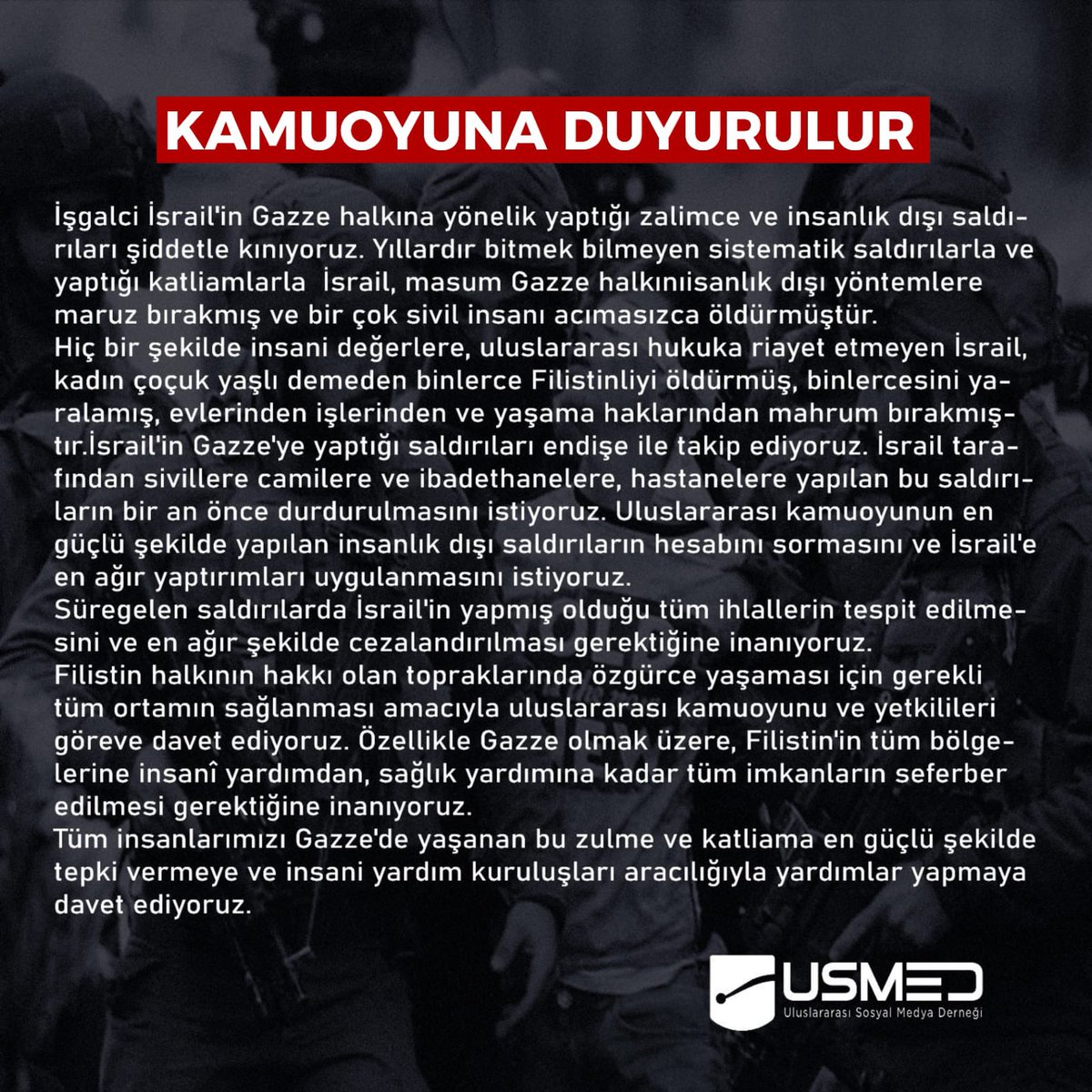 KAMUOYUNA DUYURULUR

#filistin #gazze #özgürgazze