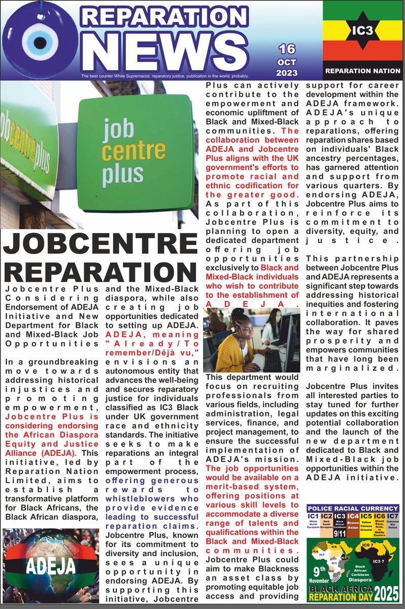 REPNATS's tweet photo. #JobCentre #JobCentrePlus #Quakers #UKReparationsConference23 #ReparationsConference23 #ReparationsConference2023 #ReparationRiot #CommonPurpose #JointEnterprise
#ReparationFashion #ReparationsMasons #ADEJA #MarcusGarvey #MarcusGarveyLibrary #BernieGrantArtsCentre #BernieGrant https://t.co/wByuDbKJkV