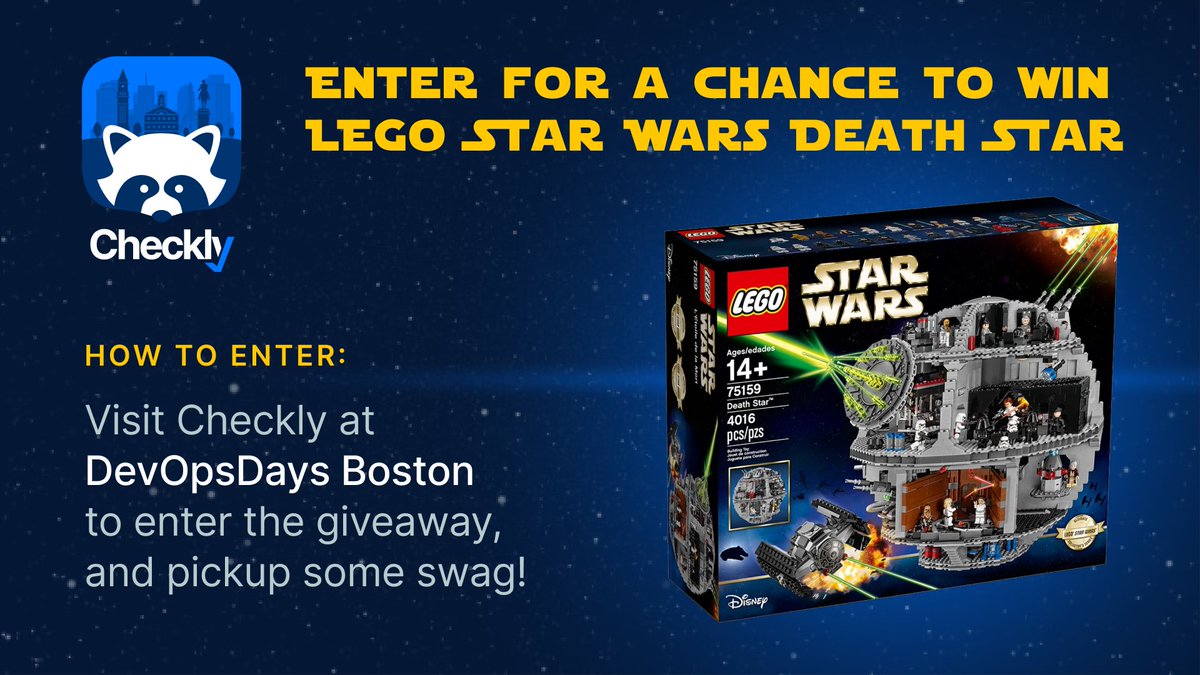 checklyHQ's tweet image. 📢Attention @devopsdaysbos attendees! 

Looking for a blend of fun and innovation? Stop by the Checkly booth for a chance to win a Lego Star Wars Death Star! 🌟

🛠️Over 3800 pieces
🛠️ 24 classic Star Wars Minifigures

Don&apos;t miss out! 

#DevOpsDaysBoston #Checkly #LegoStarWars