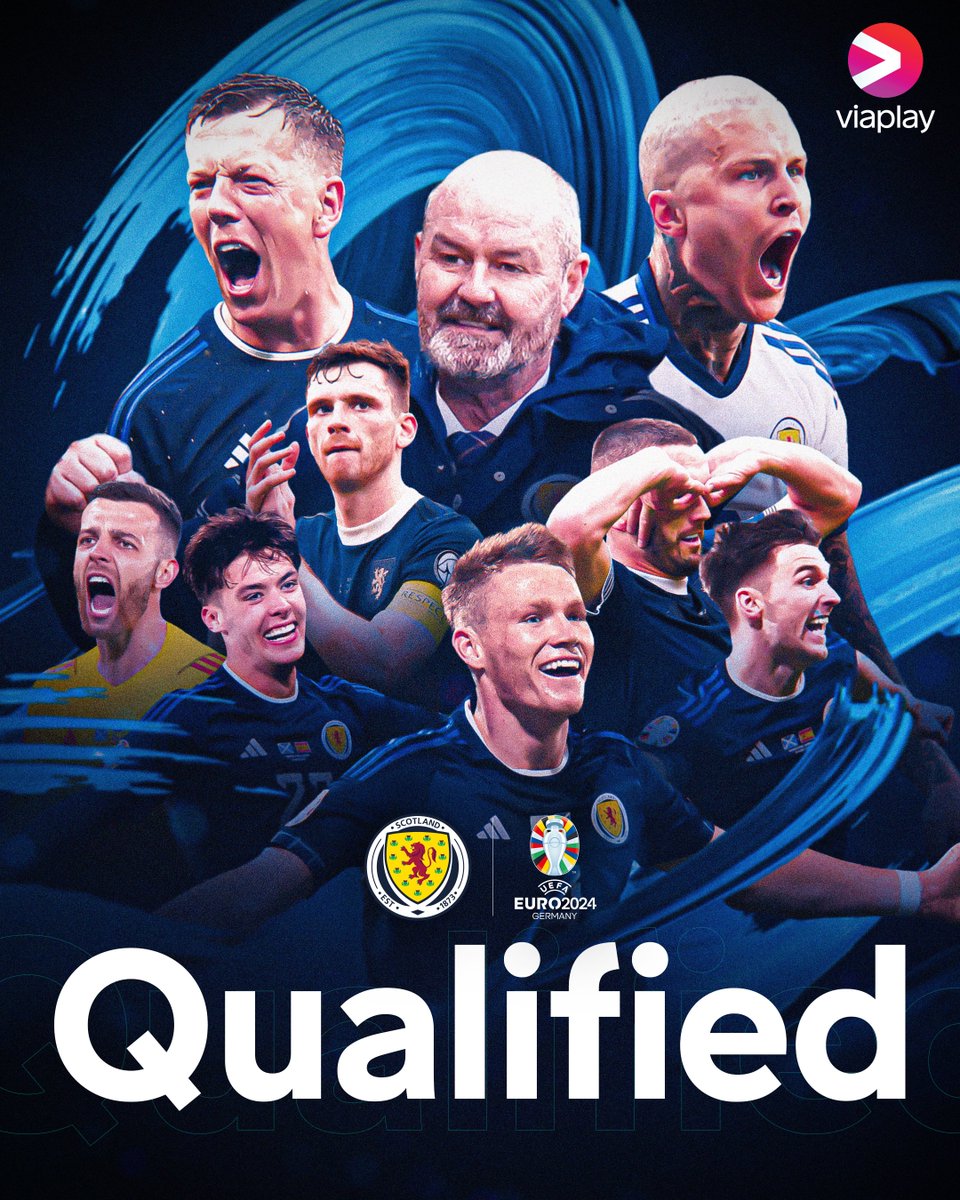 PremSportsTV's tweet photo. 🚨 𝐎𝐟𝐟𝐢𝐜𝐢𝐚𝐥: The Tartan Army are headed to Germany! 🚨

Scotland's outstanding campaign has delivered #EURO2024 qualification with two games to spare, and they still have the possibility to top the group ahead of Spain too 🏴󠁧󠁢󠁳󠁣󠁴󠁿 https://t.co/rUhi0UO0DR