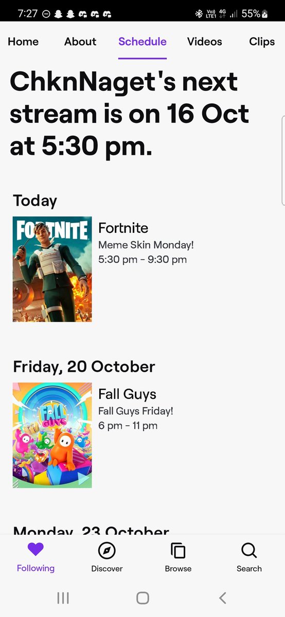 ChknNaget's tweet photo. Slowly starting to work out a schedule (finally)!! 
Every week we'll be doing Meme Skin Mondays on #fortnite and #fallguys Fridays! 
Can't wait to see y'all there! ❤️‍🔥
https://t.co/LRiw63YMDD https://t.co/mGZVqq8EN7