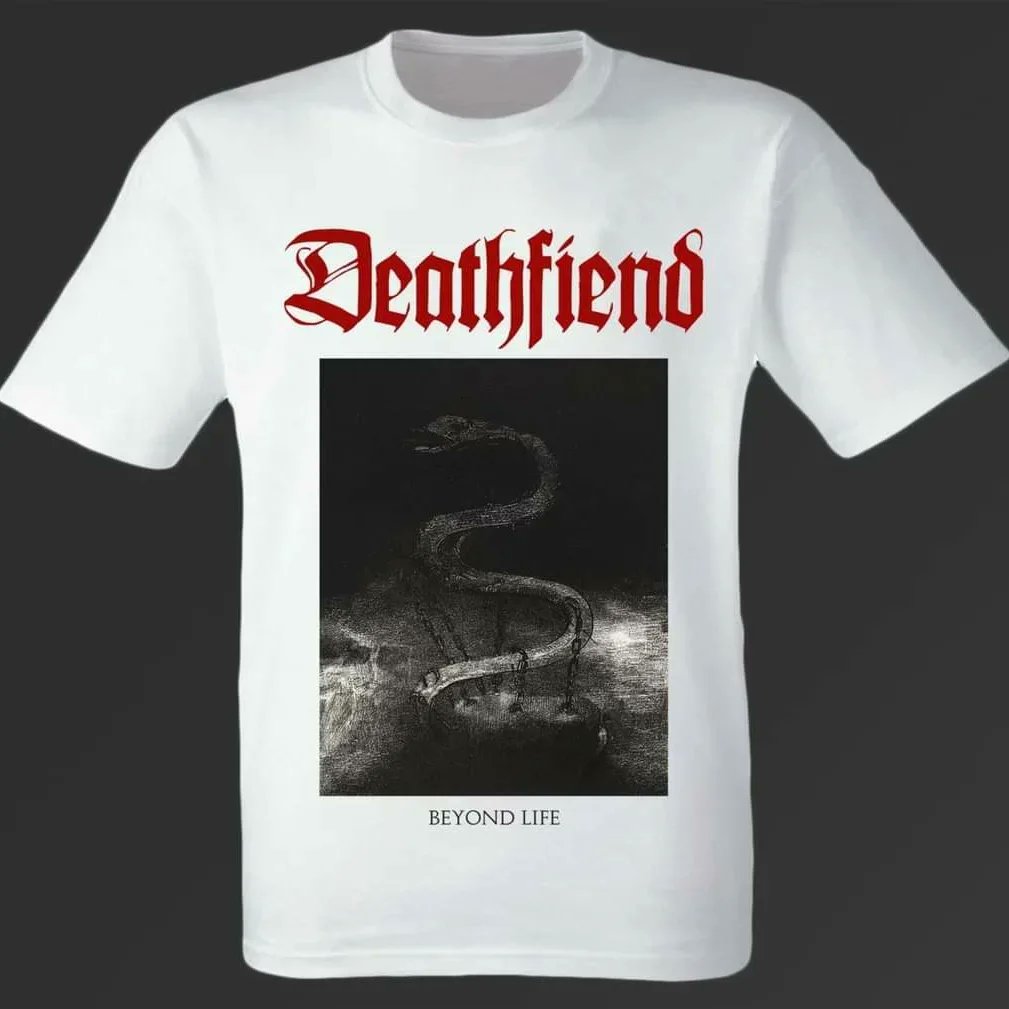 New T-Shirts on soft style Grey. Also the White Serpent design restock (All Sizes S to 3XL)
Available Now!
deathfiend.bandcamp.com
