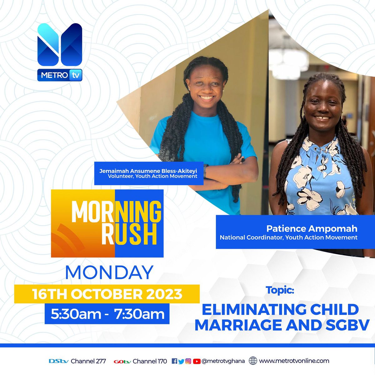 Jemaimah Bless Akiteyi (@sweety_jemaimah) on Twitter photo What norms promote #SGBV?How can we root them out?Wht opportunities exist for us to tap in?There's so much #evidence for action. What matters is to get to work tapping into the potentials of young people to find solutions to #EndSGBV #ChildMarriage. Join me tomorrow on <a href="/metrotvgh/">Metro TV Ghana</a> What norms promote #SGBV?How can we root them out?Wht opportunities exist for us to tap in?There's so much #evidence for action. What matters is to get to work tapping into the potentials of young people to find solutions to #EndSGBV #ChildMarriage. Join me tomorrow on <a href="/metrotvgh/">Metro TV Ghana</a>