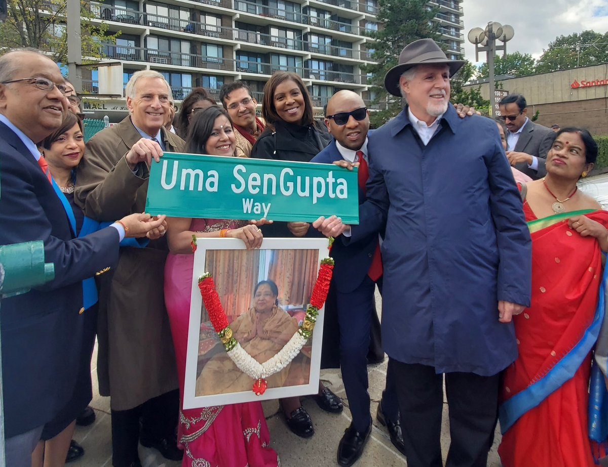 I was proud to attend the street renaming to honor Uma SenGupta in Briarwood, Queens today. Uma spent decades fighting for social, racial, and economic justice. She embodied the very spirit of Queens, and now her legacy will not be forgotten.