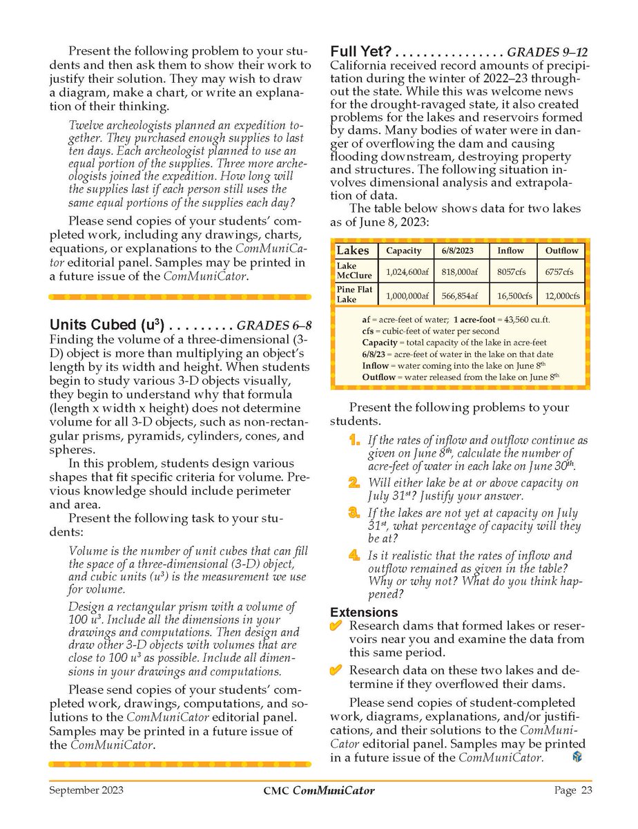 CMC - CA MathCouncil (@camathcouncil) on Twitter photo Engage your students with CMC’s Student Problem-Solving Activities and then submit their solutions for possible publication in the next edition of the ComMuniCator!
<a href="/CAMathCouncil/">CMC - CA MathCouncil</a> #cmcmath Engage your students with CMC’s Student Problem-Solving Activities and then submit their solutions for possible publication in the next edition of the ComMuniCator!
<a href="/CAMathCouncil/">CMC - CA MathCouncil</a> #cmcmath