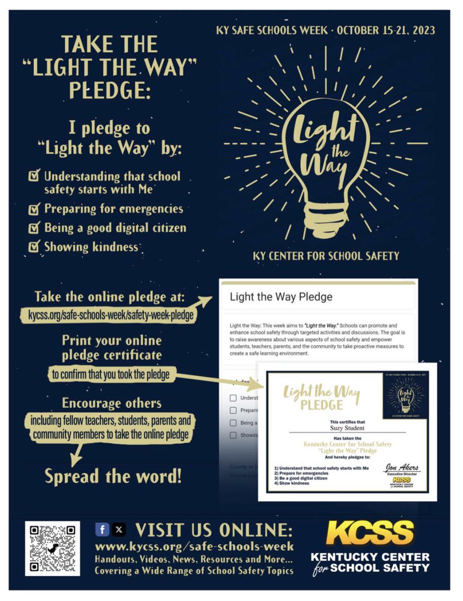 RiverRidge_KCSD's tweet photo. Help us celebrate KY Safe Schools Week by participating in the following spirit days! The theme this year is “Light The away”. The goal is to raise awareness about various aspects of school safety and empower students, teachers, parents and the community to be proactive. #KCSS https://t.co/oUZqcTBcft