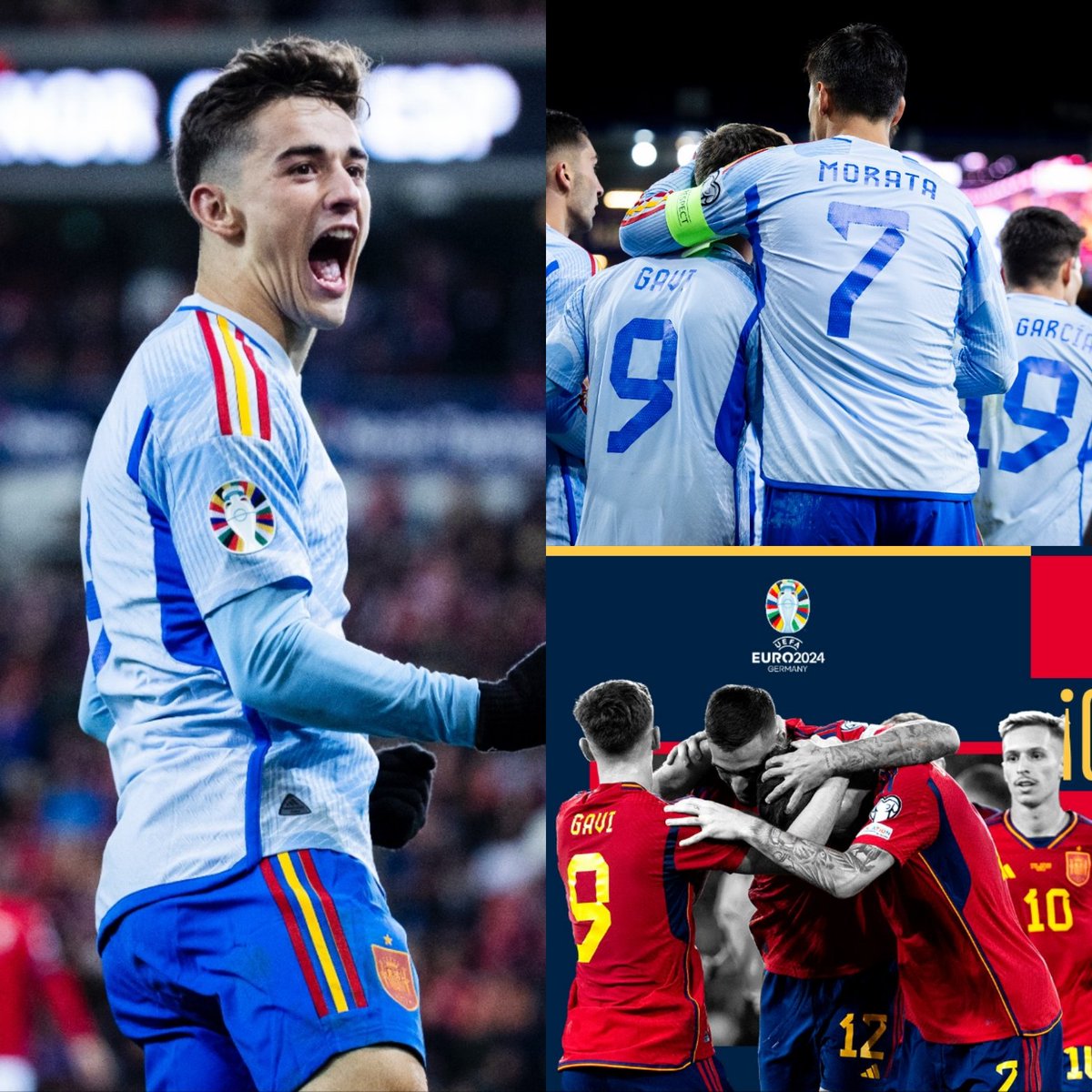HTrickk's tweet photo. 🇪🇸 #España calificó a la 🇩🇪 #Euro2024 tra batir 1-0 a 🇳🇴 #Noruega con gol de #Gavi  La #FuriaRoja luce fuerte, aunque no es de los candidatos más sólidos para ganar en #Alemania2024 ¿O sí ven a los #españoles con posibilidades? https://t.co/7a2GU4MIKJ