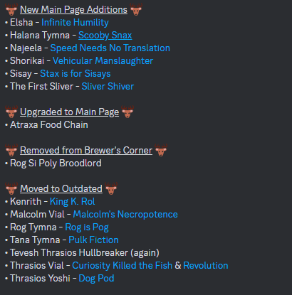 cEDH_DDB's tweet photo. WILDS OF ELDRAINE CEDH DDB UPDATE  
https://t.co/Mr1uf3ayW2 will reflect these changes shortly.   

Note: We will not be responding to anything about the DDB on twitter. Please use the discord for discussion or feedback on submissions. Link to discord:   https://t.co/1CyZGOfbQV https://t.co/YyBxe6zxru