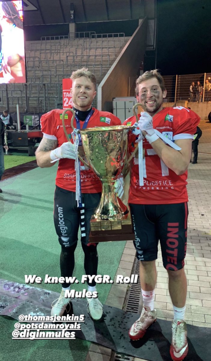 Justin Aaron (@justinaaronuh91) on Twitter photo Thomas Jenkins & <a href="/curtiss_ryan/">Ryan Curtiss</a>
Both proven winners. And now <a href="/GFLinfo/">German Football League</a> Champions as members of the <a href="/PotsdamRoyals/">Potsdam Royals</a>
There’s something about those <a href="/DigInMules/">Muhlenberg Football</a> alums. <a href="/Muhl_Sports/">Muhlenberg Athletics</a> <a href="/D3FBHuddle/">In The (D3FB) Huddle</a> Thomas Jenkins & <a href="/curtiss_ryan/">Ryan Curtiss</a>
Both proven winners. And now <a href="/GFLinfo/">German Football League</a> Champions as members of the <a href="/PotsdamRoyals/">Potsdam Royals</a>
There’s something about those <a href="/DigInMules/">Muhlenberg Football</a> alums. <a href="/Muhl_Sports/">Muhlenberg Athletics</a> <a href="/D3FBHuddle/">In The (D3FB) Huddle</a>