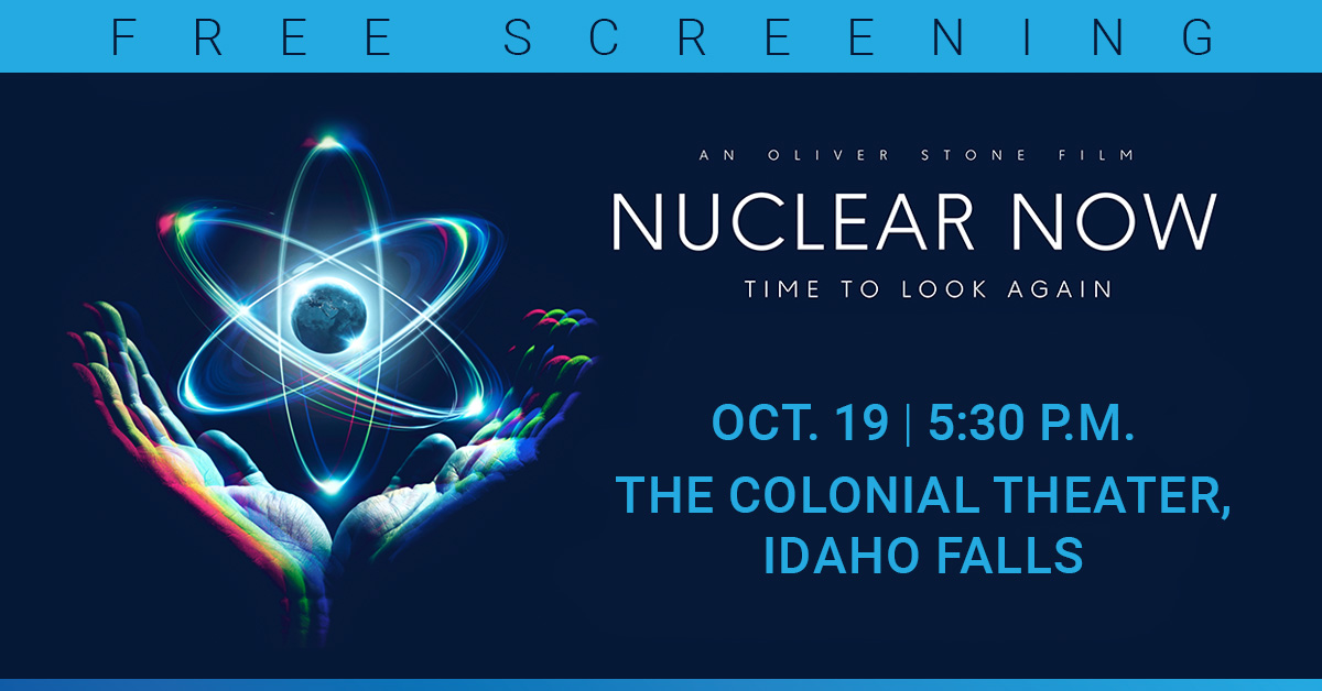 INL's tweet image. 🗓️ Oct. 19 | 🕠5:30 p.m.
📍The Colonial Theater, Idaho Falls 📽️ ⚛️

Join us for a screening of @TheOliverStone’s “Nuclear Now” documentary, offering an eye-opening journey into the world of #nuclear energy &amp;amp; its impact on our future: inl.gov/nuclear-scienc…  
 
#NuclearSciWeek