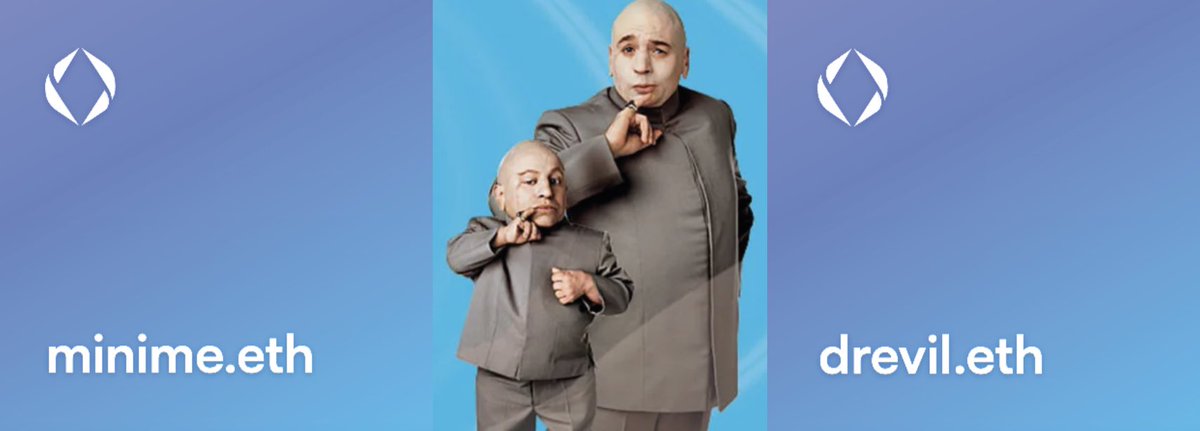 kohlidoteth's tweet image. drevil.eth and minime.eth secured, just in case there will be a 4th part of #austinpowers in 2024 🎥