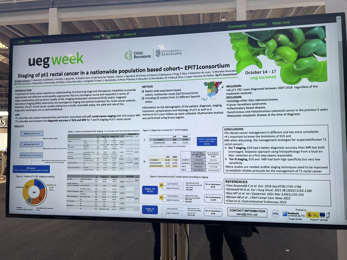 Maria Daca Alvarez (@merydacaalvarez) on Twitter photo UEG Week 2023 <a href="/my_ueg/">my_UEG</a>
> Prognosis of low-risk pT1 CRC locally resected en bloc and in piecemeal. EpiT1 Consortium+ Dutch T1 Group
> Staging of pT1 rectal cancer . EpiT1 Consortium
<a href="/mariapellise1/">mariapellise</a> <a href="/frankbalaguer/">Francesc Balaguer</a> <a href="/OGIPclinic/">Gastrointestinal and Pancreatic Oncology Team</a> <a href="/gasclinicbcn/">Servei Gastroenterologia Hospital Clínic Barcelona</a> #EpiT1Consortium UEG Week 2023 <a href="/my_ueg/">my_UEG</a>
> Prognosis of low-risk pT1 CRC locally resected en bloc and in piecemeal. EpiT1 Consortium+ Dutch T1 Group
> Staging of pT1 rectal cancer . EpiT1 Consortium
<a href="/mariapellise1/">mariapellise</a> <a href="/frankbalaguer/">Francesc Balaguer</a> <a href="/OGIPclinic/">Gastrointestinal and Pancreatic Oncology Team</a> <a href="/gasclinicbcn/">Servei Gastroenterologia Hospital Clínic Barcelona</a> #EpiT1Consortium