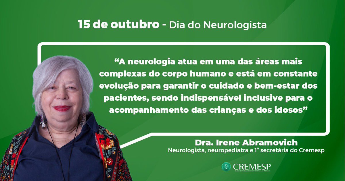 cremesp_crm's tweet photo. Neste Dia do Neurologista, o Cremesp parabeniza os mais de 1600 especialistas registrados no Estado de São Paulo!
#neurologista #cremesp #crm https://t.co/t9FDYQLGIl