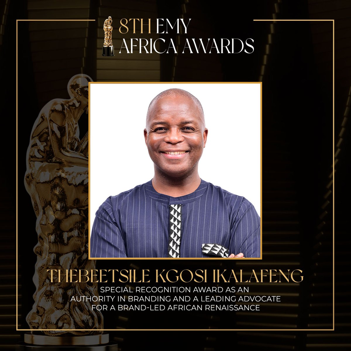 🏆 Congratulations to Thebeetsile Kgosi Ikalafeng, as he is honored with the Special Recognition Award for his exceptional authority in branding and his unwavering advocacy for a brand-led African Renaissance. A truly deserving honor! 🌟 #EMYAfrica23 #JoyEntertainment