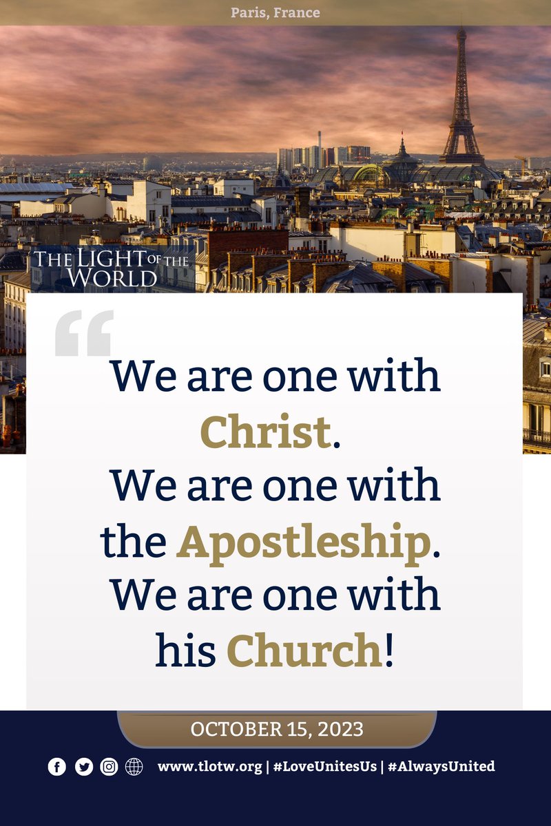 tlotwchurch's tweet photo. We are one with Christ.
We are one with the Apostleship.
We are one with his Church!

#AlwaysUnited
#TLOTW
#LoveUnitesUs https://t.co/EIls0JkpAl