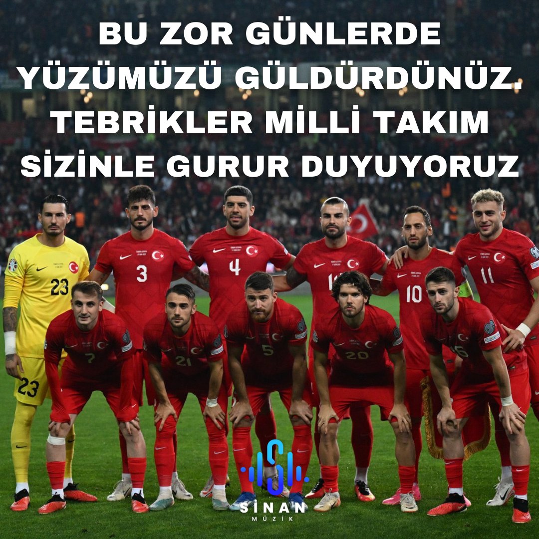 Bu zor günlerde yüzümüzü güldürdünüz. Tebrikler #MilliTakım📷 Sizinle daima gurur duyuyoruz 📷 Yolunuz açık olsun, rotanız Berlin'deki final olsun! Bekle bizi Almanya... #BizimÇocuklar #EURO2024 #TURvLVA