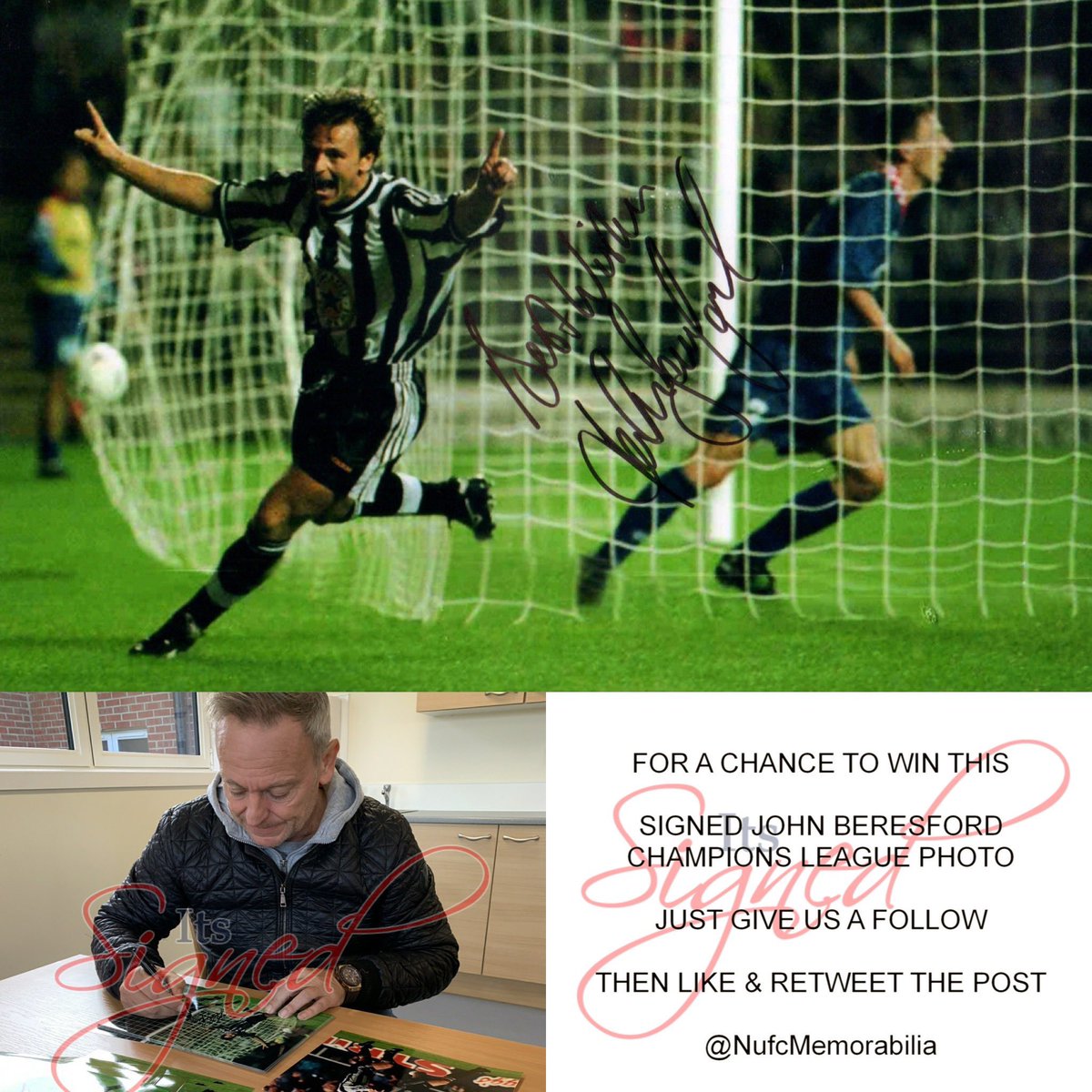 NufcMemorabilia's tweet photo. COMPETITION! To have a chance of winning this genuinely signed John Beresford ‘Champions League’ photo, follow, like &amp; retweet. Draw will take place 22/10/23 https://t.co/AODufH6Krd #NUFC #NewcastleUnited #Johnberesford #Toonarmy #theentertainers #competition #signedmemorabilia https://t.co/w95FSm4oSk