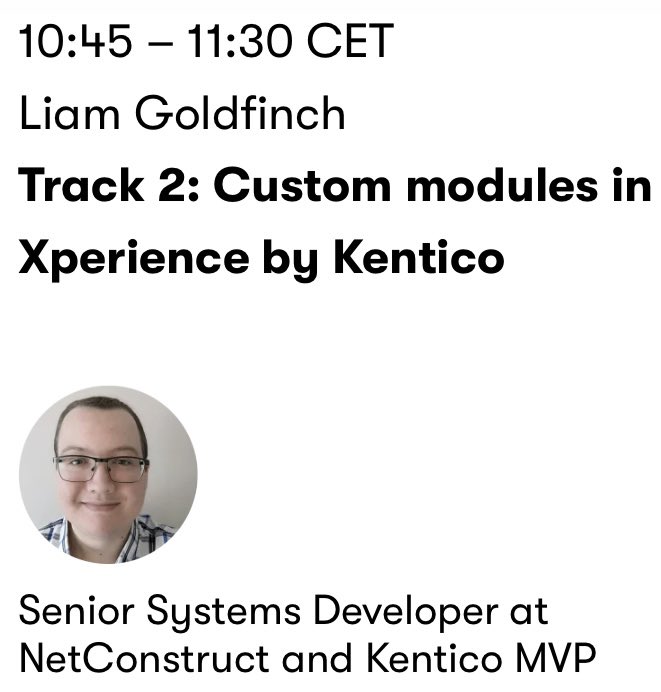 Is it that time already? #KenticoConnection is just a few days away! 😍

Thanks to @NetConstruct I’ll be attending the event this year with a few of my colleagues.

The agenda looks amazing, so much to learn about Xperience by Kentico! This looks like it could be interesting 🤔