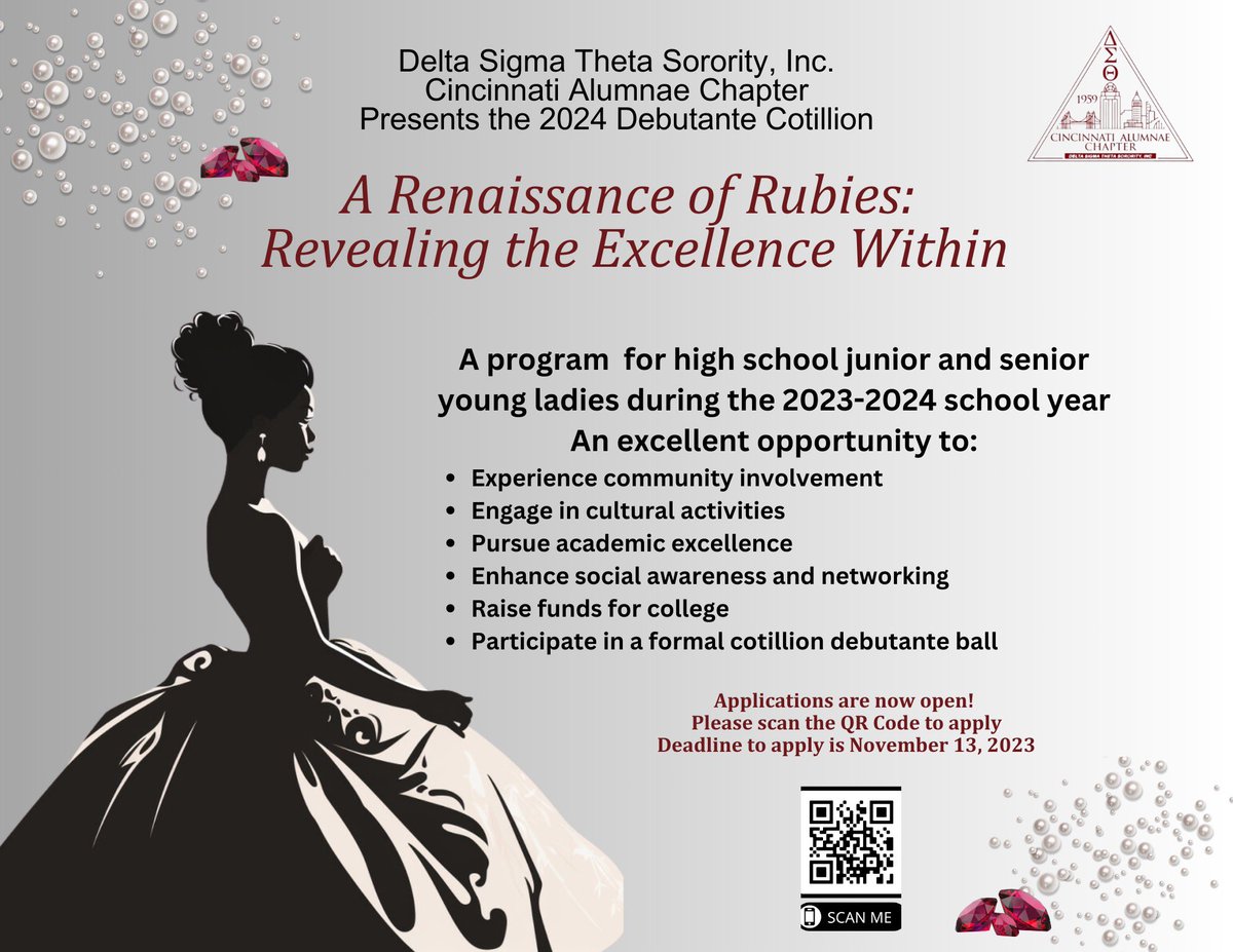 We are excited to announce that we are now accepting applications for our 2024 Debutante Cotillion!

Apply now at forms.gle/XST1WW69FhFc8Z…