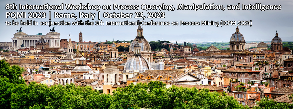 Process Querying, Manipulation, and Intelligence (@pqmiworkshop) on Twitter photo The final program of the #PQMI2023 workshop is online: processquerying.com/pqmi2023/.
See you in #Rome on October 23, 2023!
#PQMI23 #ICPM2023 #ICPM23 #processmining #processquerying #AI <a href="/icpm_conf/">International Conference on Process Mining (ICPM)</a> The final program of the #PQMI2023 workshop is online: processquerying.com/pqmi2023/.
See you in #Rome on October 23, 2023!
#PQMI23 #ICPM2023 #ICPM23 #processmining #processquerying #AI <a href="/icpm_conf/">International Conference on Process Mining (ICPM)</a>