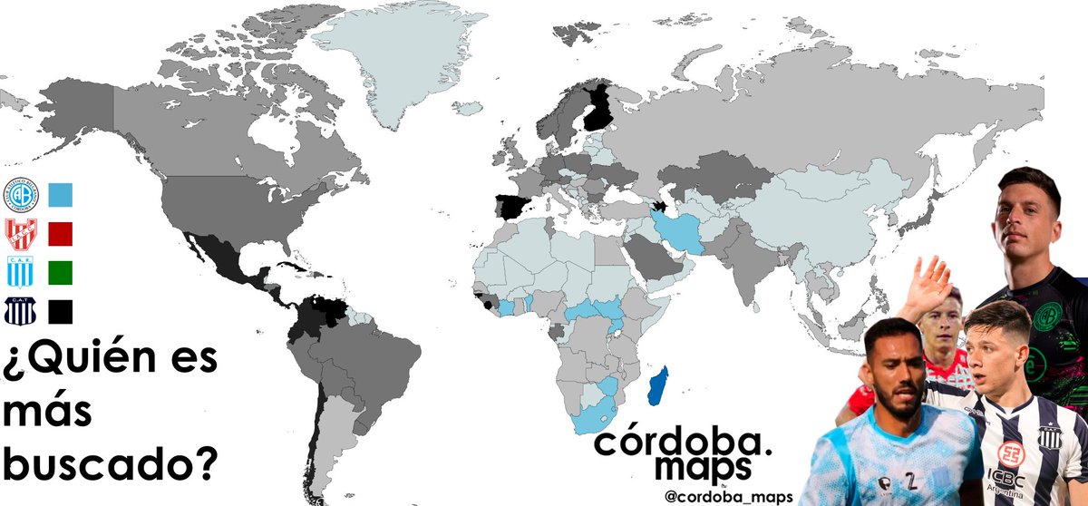 ¿Quién es más buscado entre Talleres, Belgrano, Instituto y Racing de Córdoba? 👇🗺