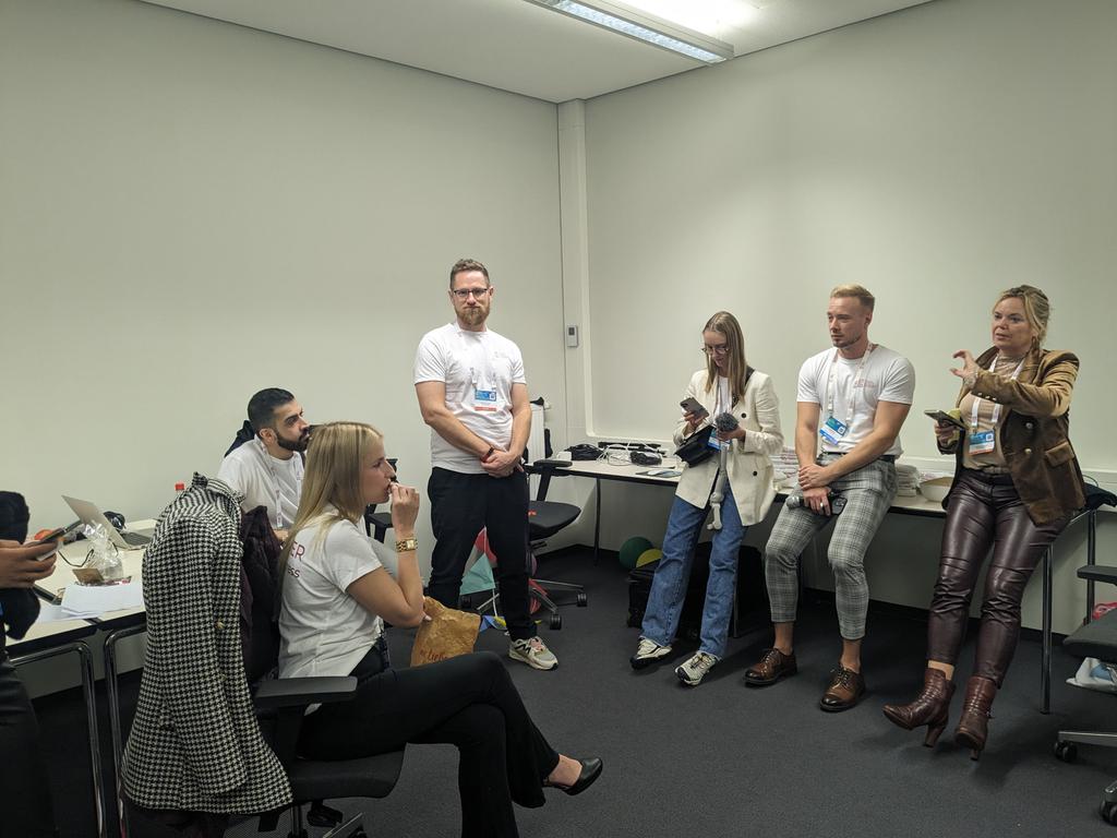 LineMezni's tweet photo. @eadv  social media reporter meeting at the communication team office. Thanks Gerdie for your guidance. What an amazing experience to work with this  amazing team delivering scientific updates #backstage #dermatology #journalism #doctors #team #eadvcongress 2023 Berlin https://t.co/rqjbQ4TFTY