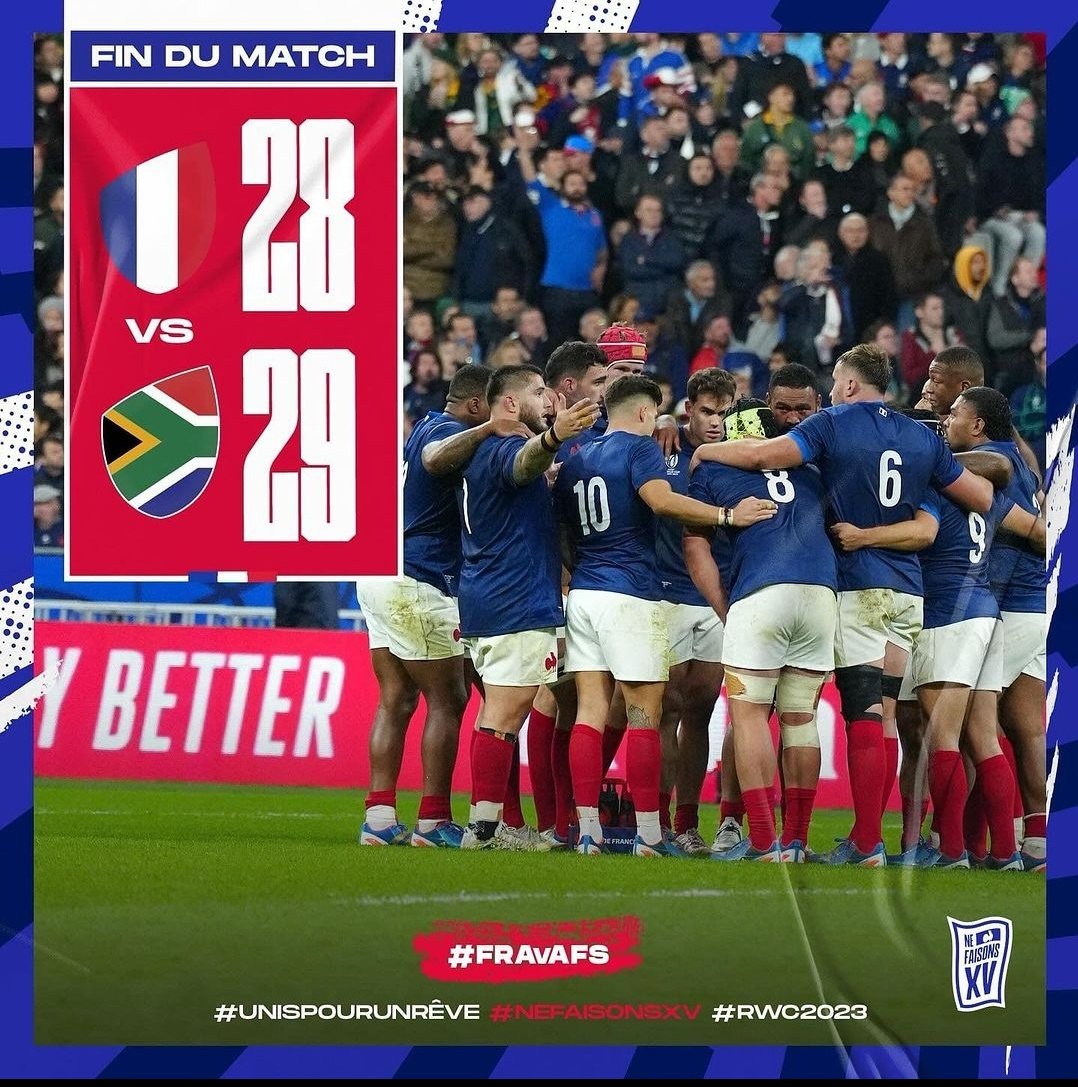 chanezherbanne's tweet photo. #FINDEMATCH 😔
L'aventure s'arrête ici pour nos Bleus, un grand merci à eux de nous avoir emmenés jusqu'ici !
Nous sommes fiers de leur parcours ! 🫶🇨🇵
#rugbyworldcup2023 https://t.co/p2oJW06aus