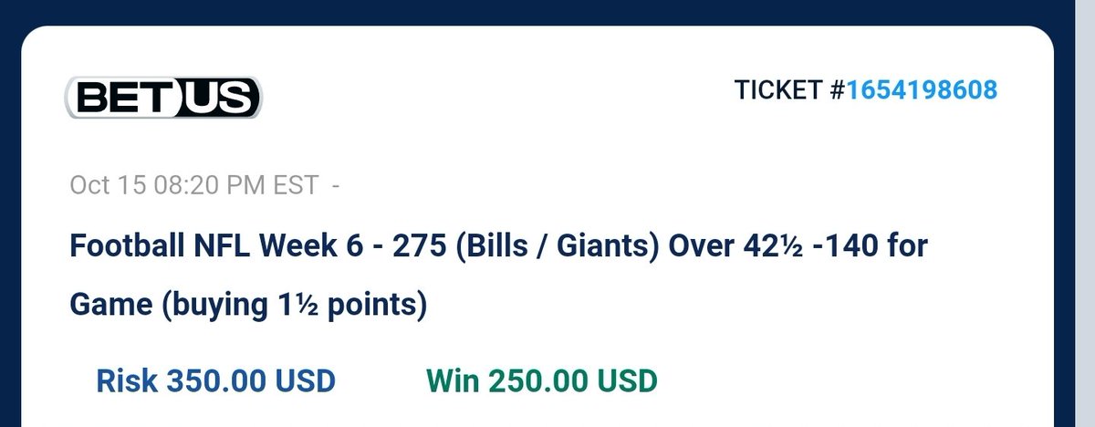 Senseisports1's tweet image. #FreePick ☄️☄️☄️☄️
Bills 🆚️ NY Giants
🧨Over 42.5 🧨
@BuffaloBills #BillsMafia    
#NYGiants     @Giants 
@BetUS_Official 
Join Now ‼️‼️
125% Sign Up Bonus up to $2500
😎👇🏼
bit.ly/SenseiSports1S…
😚Retweet Retweet 🤑