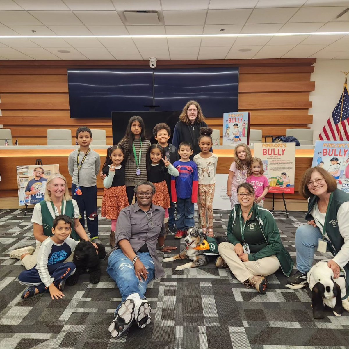 dcdre01's tweet photo. I had a fantastic time at my Author Talk for Bully Awareness Month at Manassas Park City Library with these amazing dogs from Manassas Therapy Dog's Association. It's such a humbling thing to inspire these kids and even the adults!!!

#BetterHumans #BetterPlanet https://t.co/l7tUxuTJDA