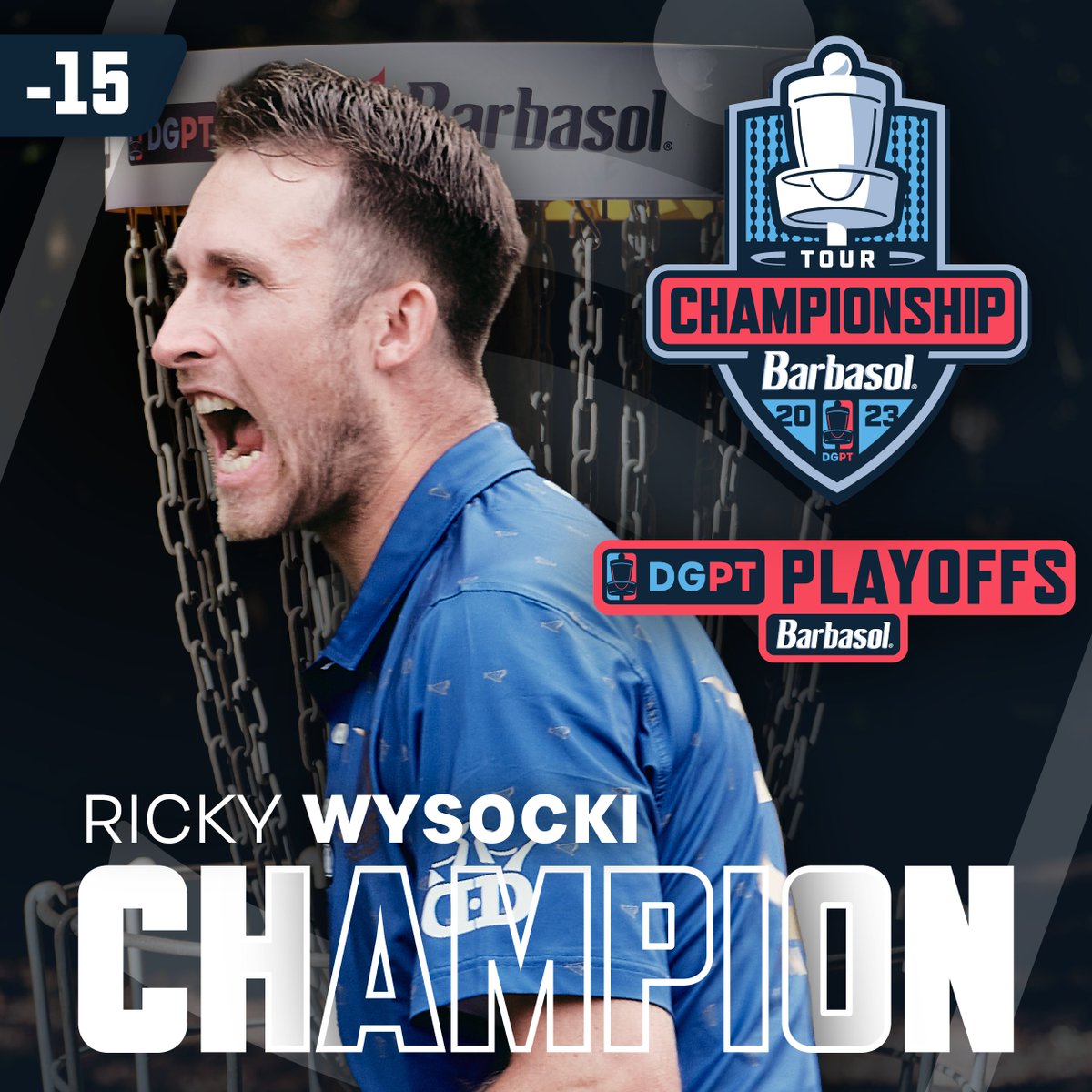 BACK-TO-BACK, Ricky Wysocki is your 2023 Disc Golf Pro Tour Championship presented by @BarbasolShave Champion!!! 🏆