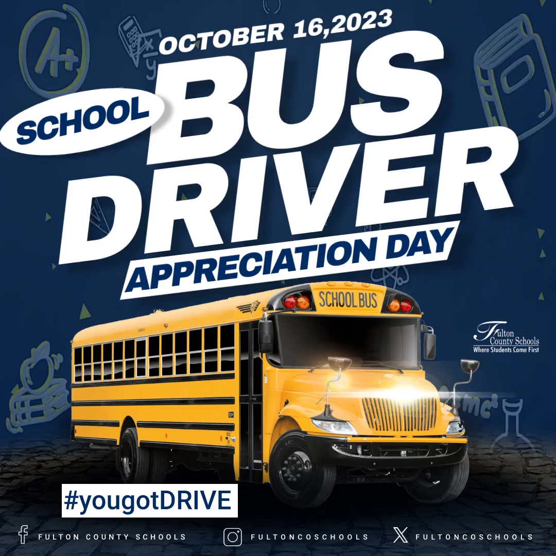 School Bus Driver Appreciation Day is October 16th. Thank you to all FCS Bus Drivers who devote their lives to ensuring students get to school safely daily while remaining patient, helpful, and upbeat. Share your gratitude to your school bus driver, tag FCS and use #yougotDRIVE