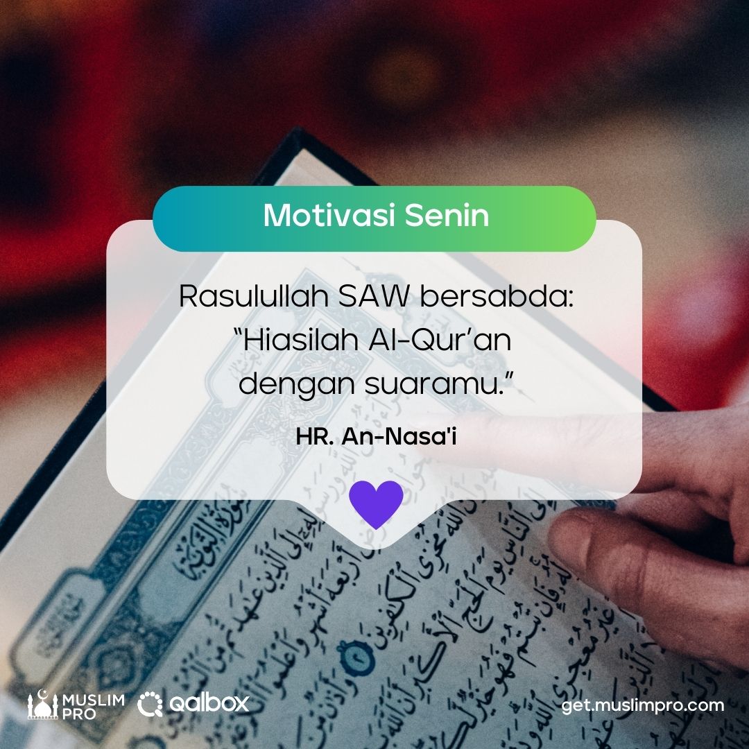 Biarkan merdunya lantunan suaramu mencerminkan keindahan Al-Quran. 🎶 📖 #muslimpro #qalbox #alquran #katamutiara #motivasiislami