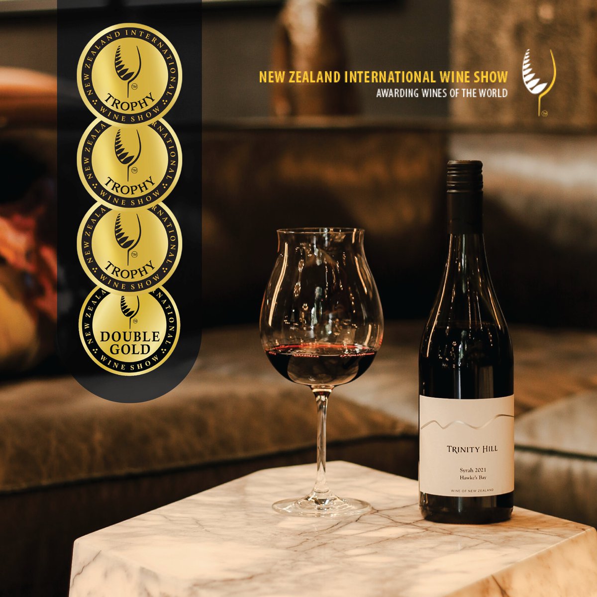 Three trophies for the Hawke's Bay Syrah 2021! 🏆🏆🏆

On Friday's award ceremony for the New Zealand International Wine Show, this triple threat was awarded Champion Commercial Red, Champion Syrah, and Champion Syrah &amp; Predominant Blends in addition to the Double Gold and Gold M